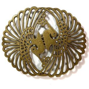 Vintage Brass Peacock Trivet